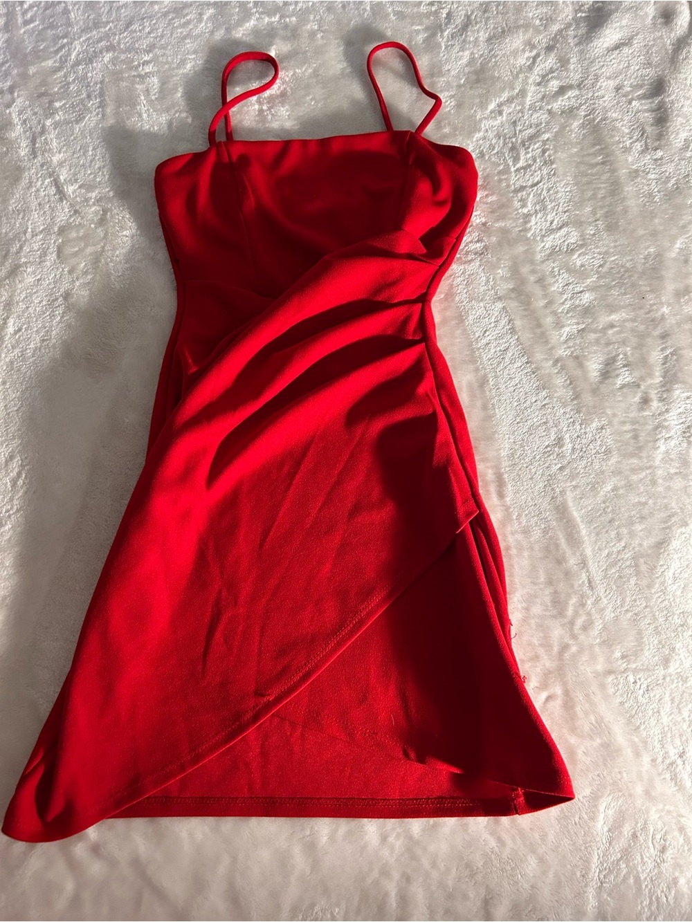 Windsor Red Spaghetti-Strap Wrap-Front Mini Dress